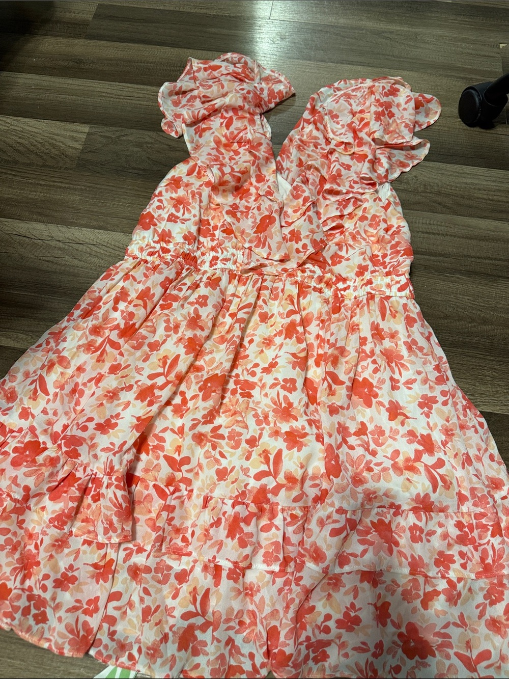 Abercrombie & Fitch Coral Floral Ruffle Dress